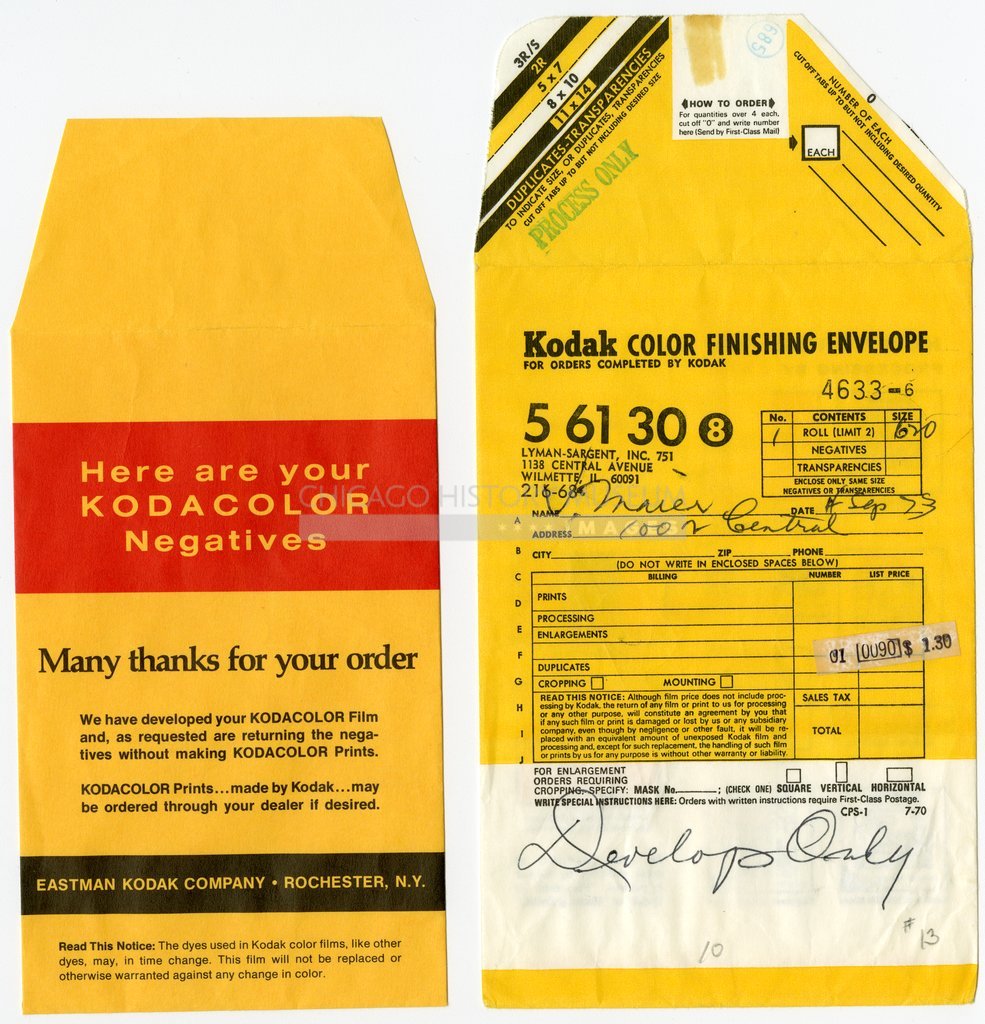 Kodak processing envelope owned by Vivian Maier - Eastman Kodak Company