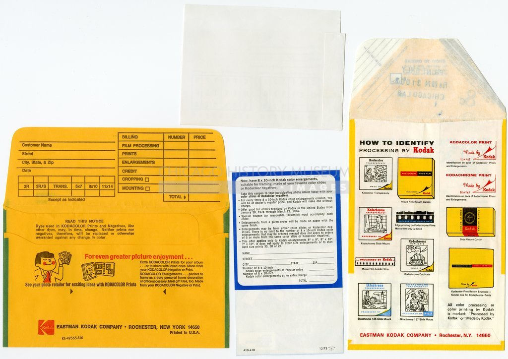 Reverse of Kodak processing envelope owned by Vivian Maier - Eastman Kodak Company