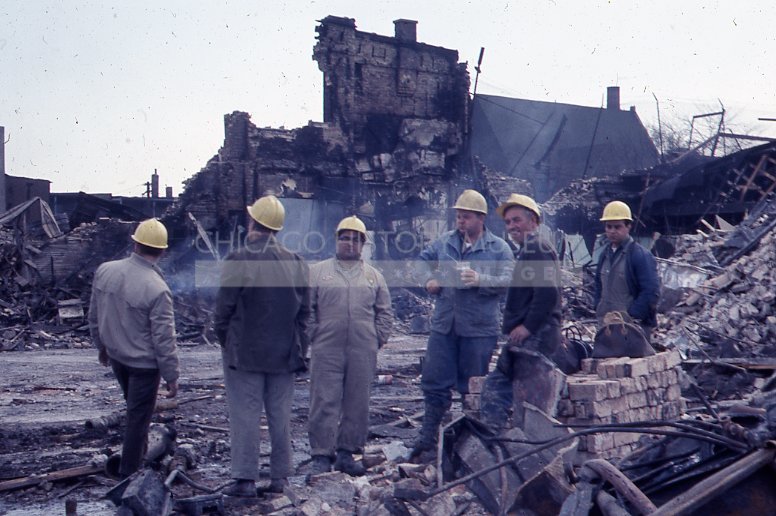 Six men at a demolition site - Maier, Vivian