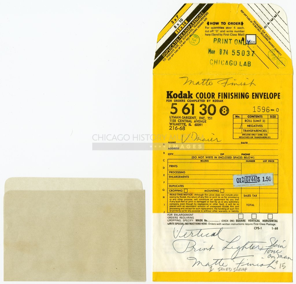 Kodak processing envelope owned by Vivian Maier - Eastman Kodak Company