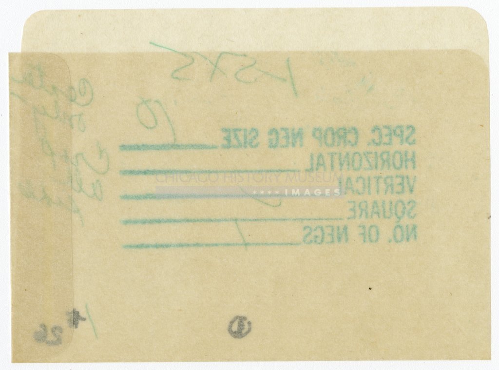 Reverse of negative envelope owned by Vivian Maier