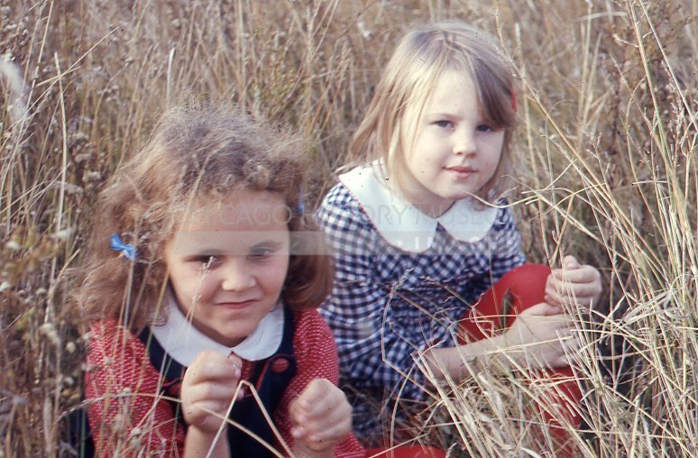 Girls sitting in prairie grass - Maier, Vivian
