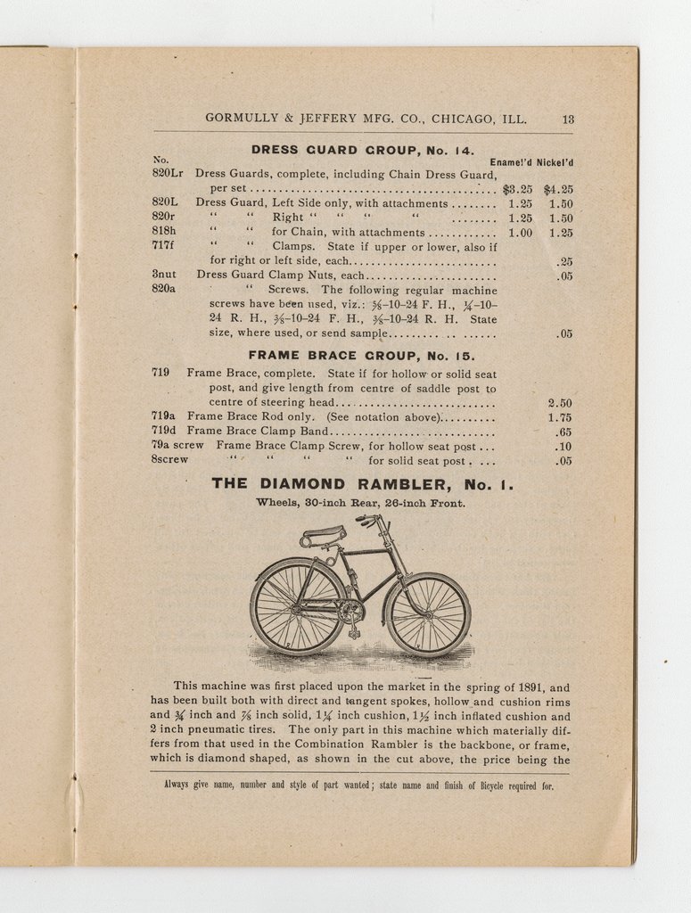 The Diamond Rambler, No. 1 - Gormully & Jeffery