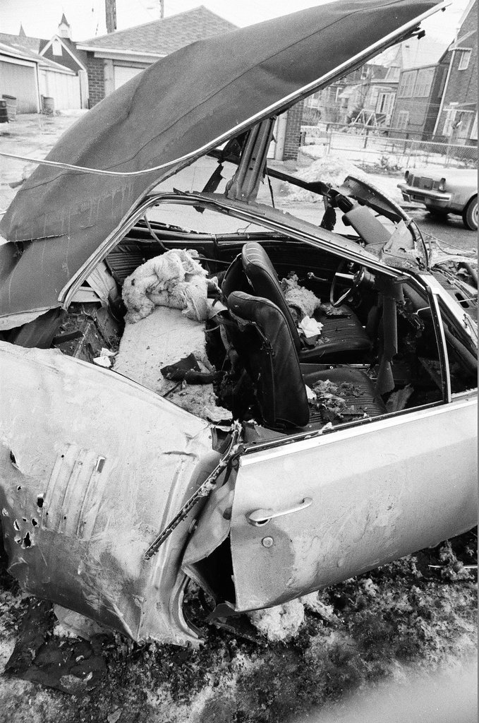 Totaled car in McKinley Park - Bob Fila for Chicago Sun-Times