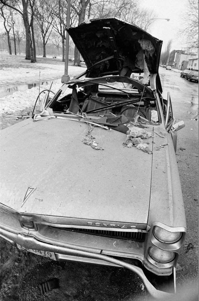 Totaled car in McKinley Park - Bob Fila for Chicago Sun-Times