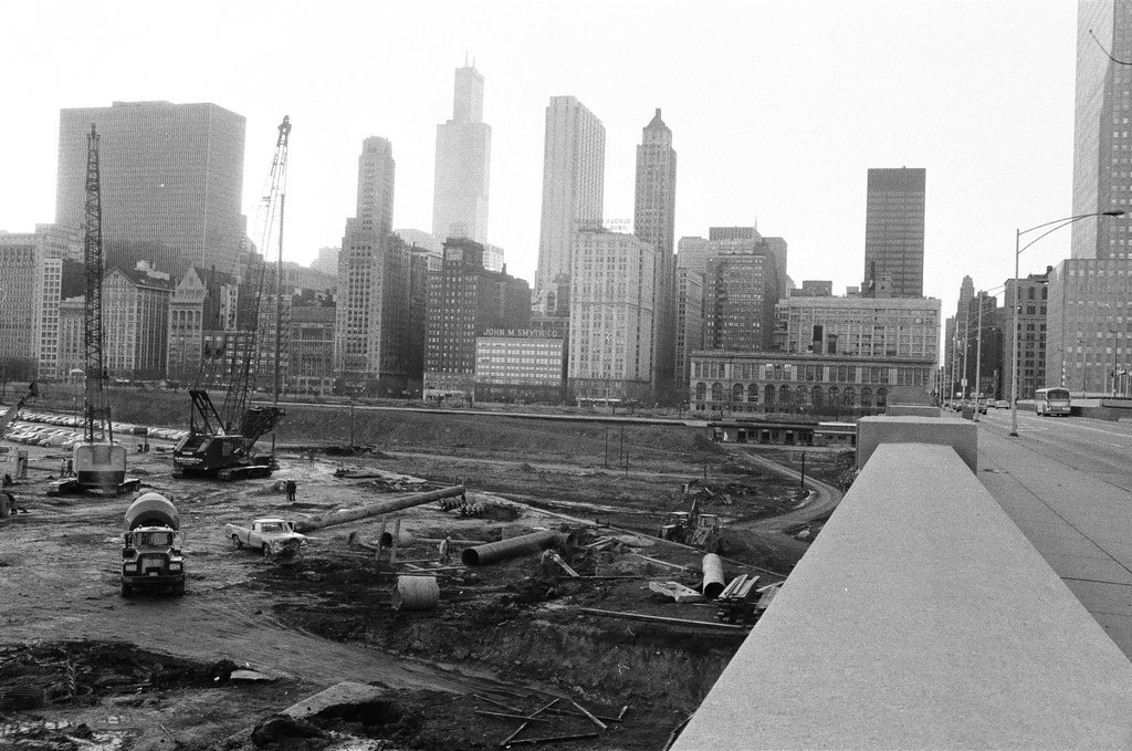 Grant Park parking lot construction - Carmen Reporto for Chicago Sun-Times
