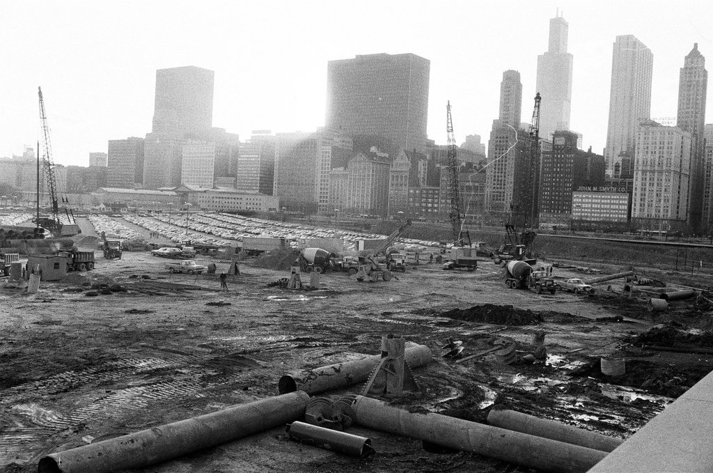 Grant Park parking lot construction - Carmen Reporto for Chicago Sun-Times