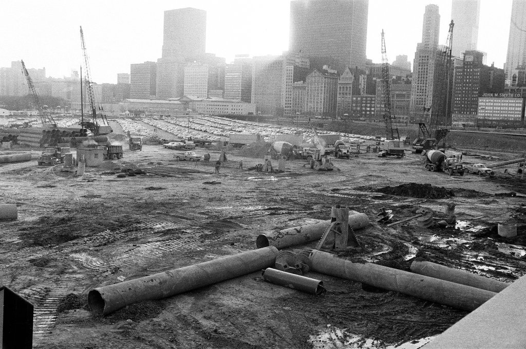 Grant Park parking lot construction - Carmen Reporto for Chicago Sun-Times