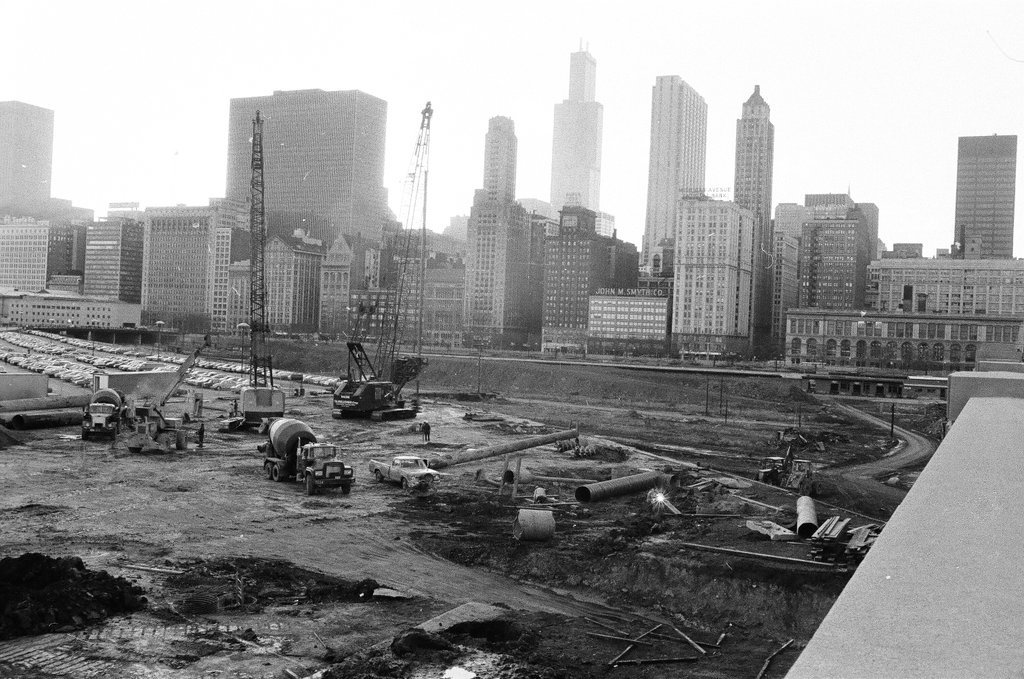 Grant Park parking lot construction - Carmen Reporto for Chicago Sun-Times