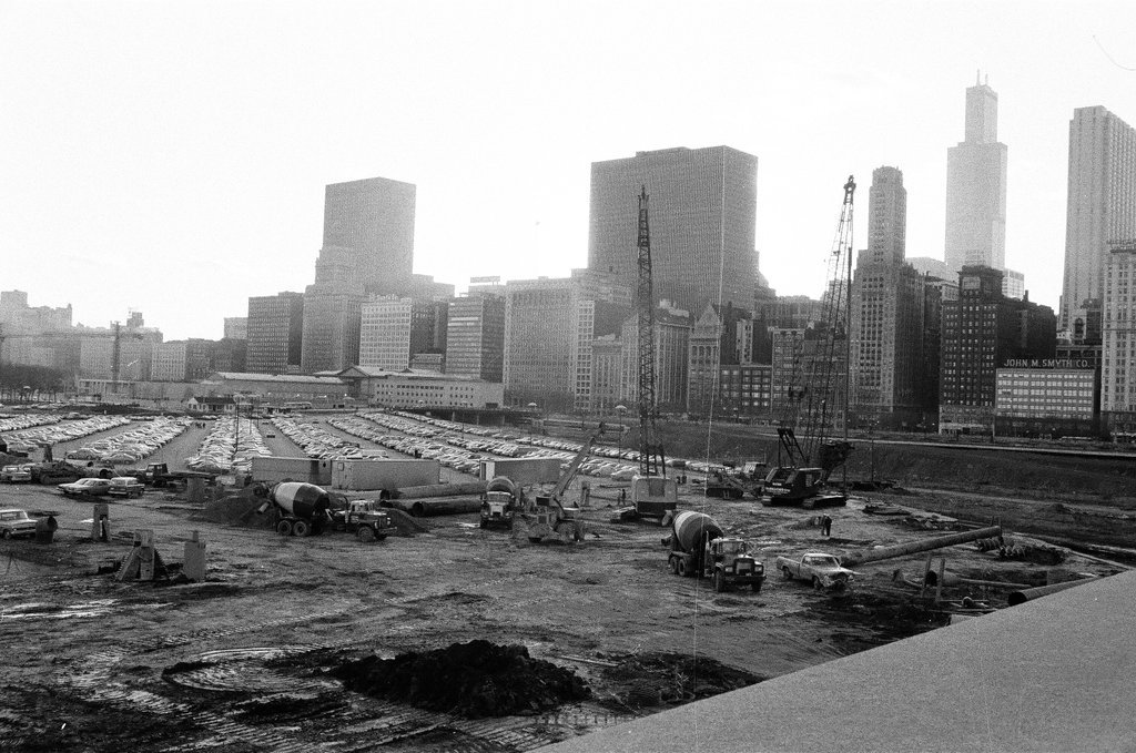 Grant Park parking lot construction - Carmen Reporto for Chicago Sun-Times