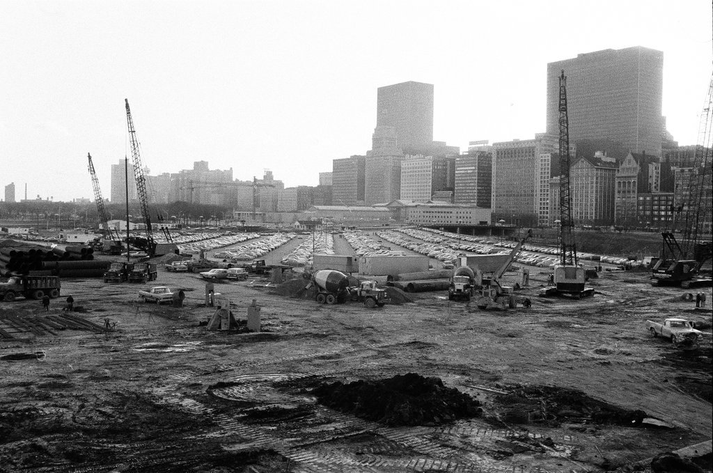 Grant Park parking lot construction - Carmen Reporto for Chicago Sun-Times