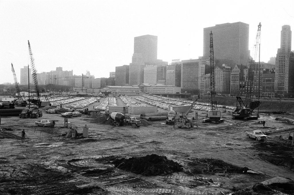 Grant Park parking lot construction - Carmen Reporto for Chicago Sun-Times