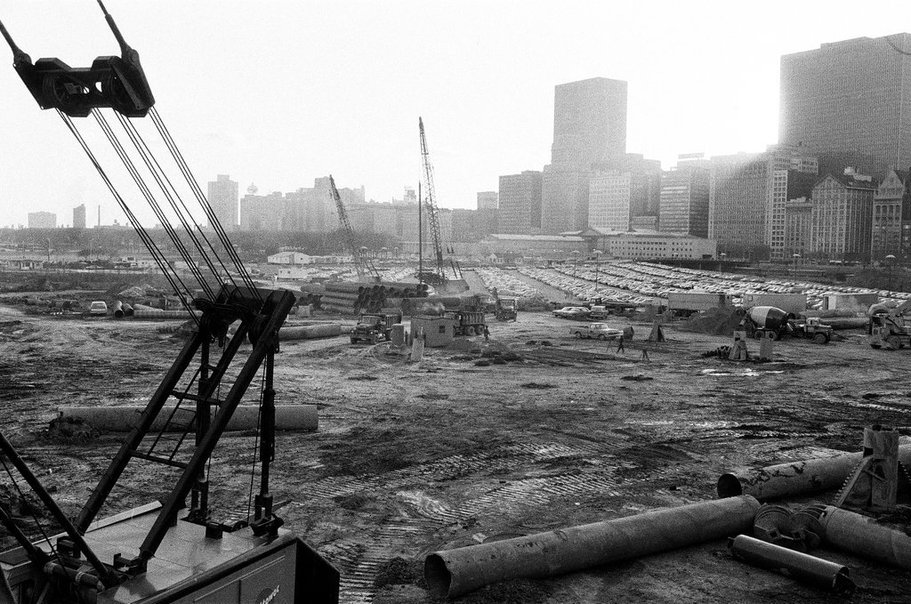 Grant Park parking lot construction - Carmen Reporto for Chicago Sun-Times