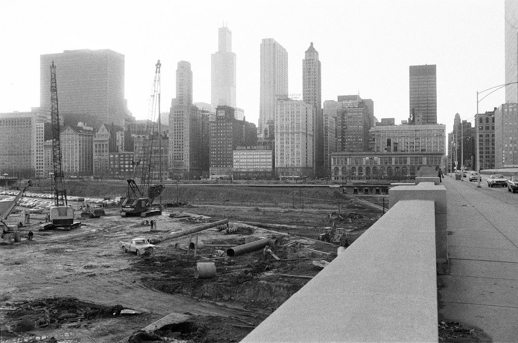 Grant Park parking lot construction - Carmen Reporto for Chicago Sun-Times