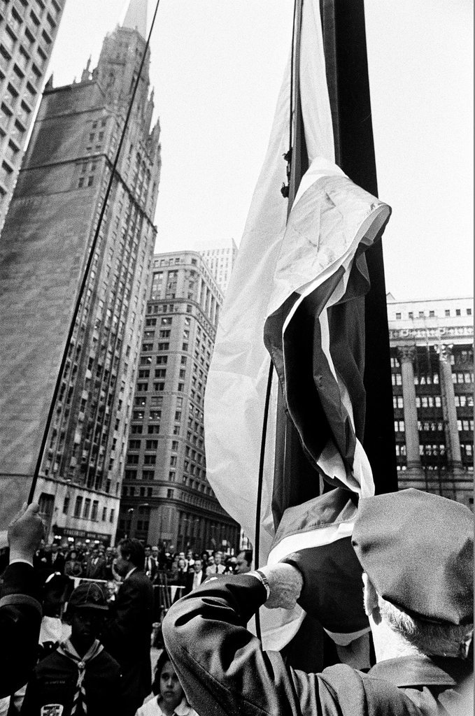 Crusade of Mercy flag-raising - John H. White for Chicago Sun-Times