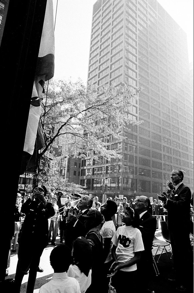 Crusade of Mercy flag-raising - John H. White for Chicago Sun-Times