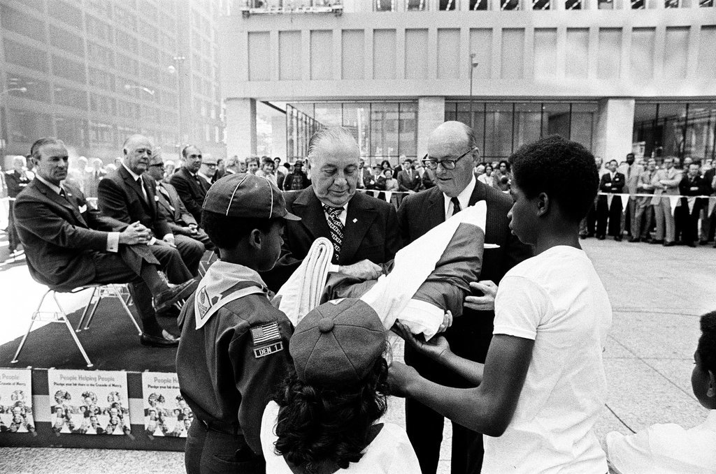 Crusade of Mercy flag-raising - John H. White for Chicago Sun-Times