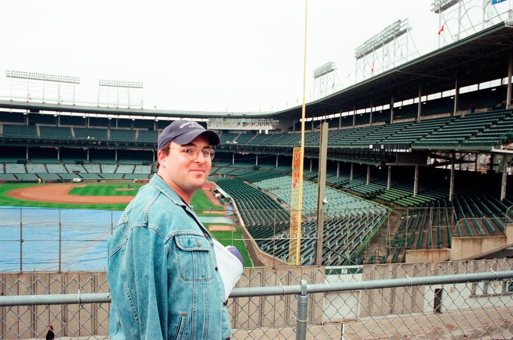 Surveyors measure Glenallen Hill's home runs at Wrigley Field - John H. White for Chicago Sun-Times