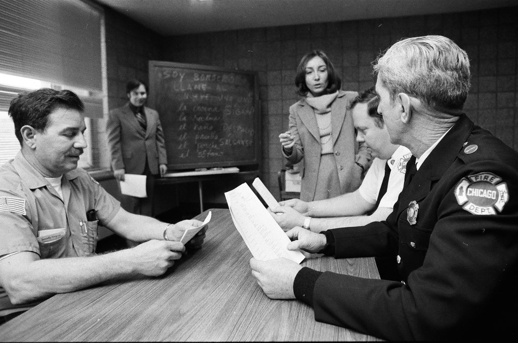 Firefighters learn Spanish - Larry Graff for Chicago Sun-Times