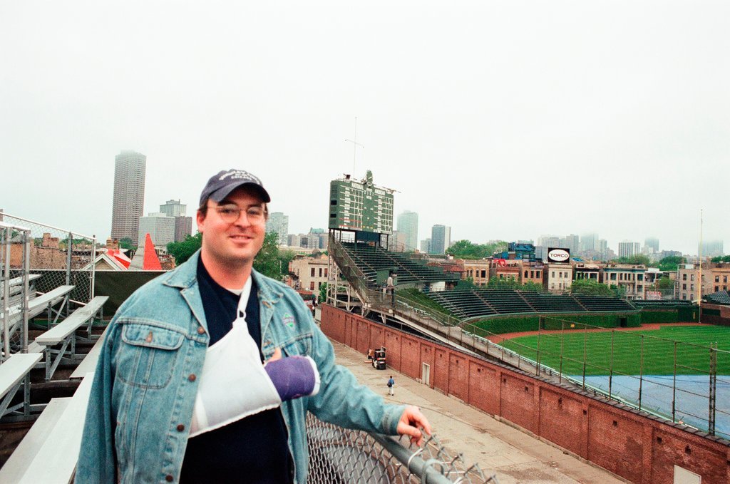 Surveyors measure Glenallen Hill's home runs at Wrigley Field - John H. White for Chicago Sun-Times