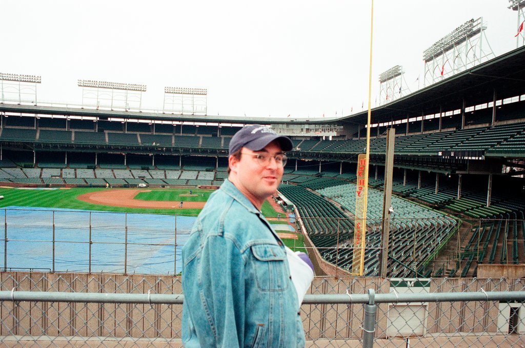 Surveyors measure Glenallen Hill's home runs at Wrigley Field - John H. White for Chicago Sun-Times
