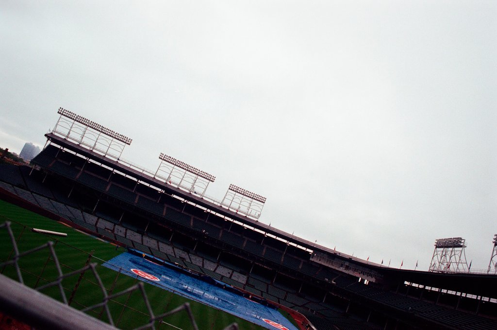 Surveyors measure Glenallen Hill's home runs at Wrigley Field - John H. White for Chicago Sun-Times