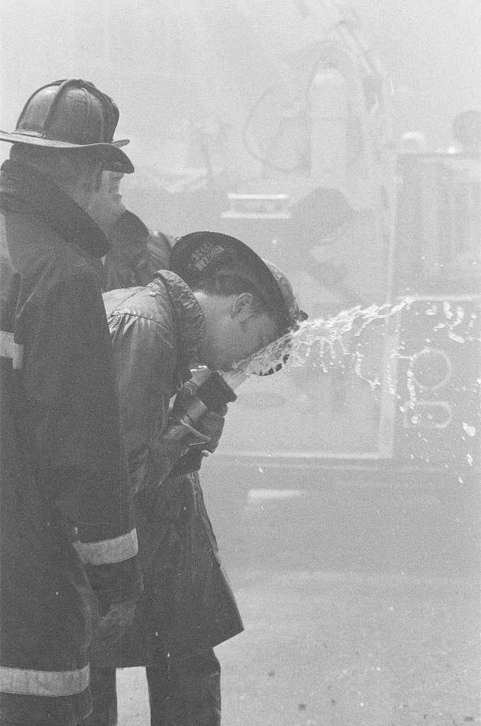 Firefighters fight a fire in Englewood - Jim Frost for Chicago Sun-Times