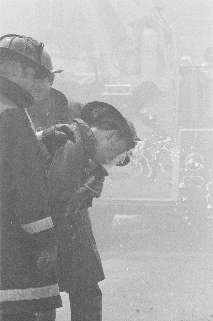 Firefighters fight a fire in Englewood - Jim Frost for Chicago Sun-Times