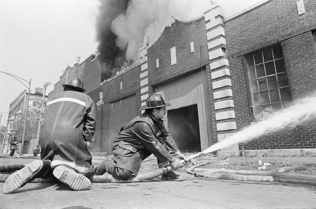 Firefighters fight a fire in Douglas - Jerry Tomaselli for Chicago Sun-Times