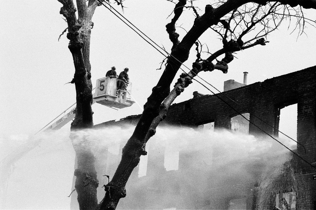 Firefighters fight a fire in Englewood - Jim Frost for Chicago Sun-Times