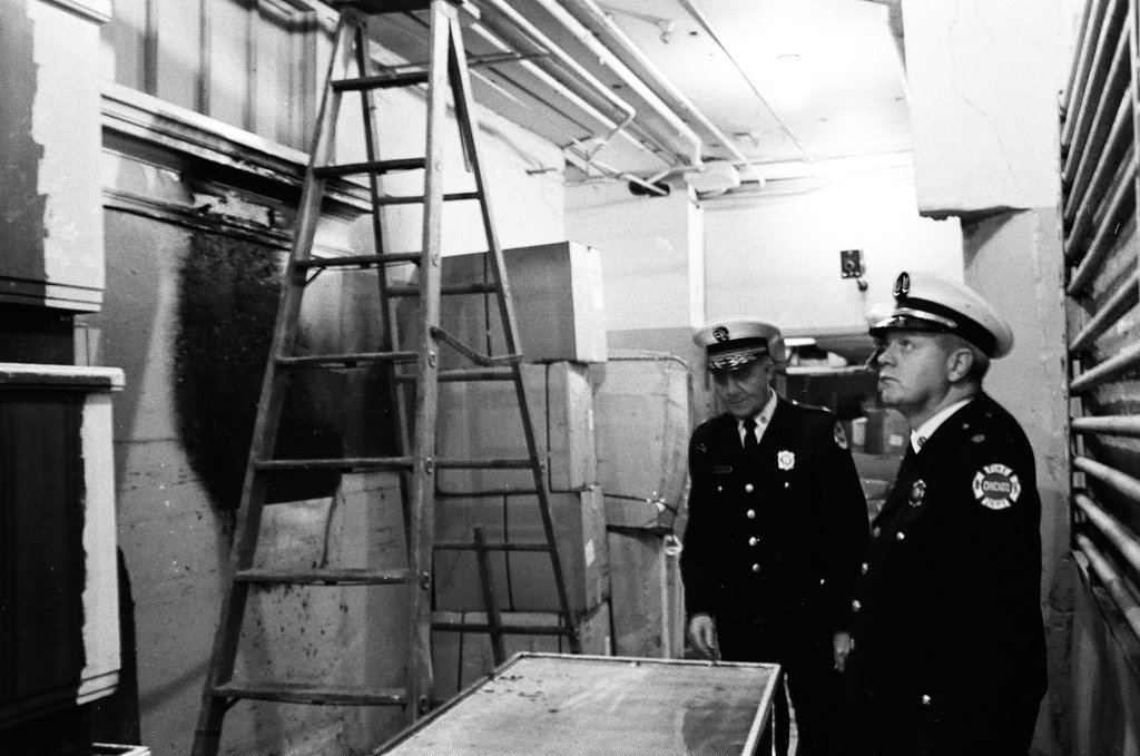 Cleanup in Goldblatts after basement fire - Ralph Arvidson for Chicago Sun-Times