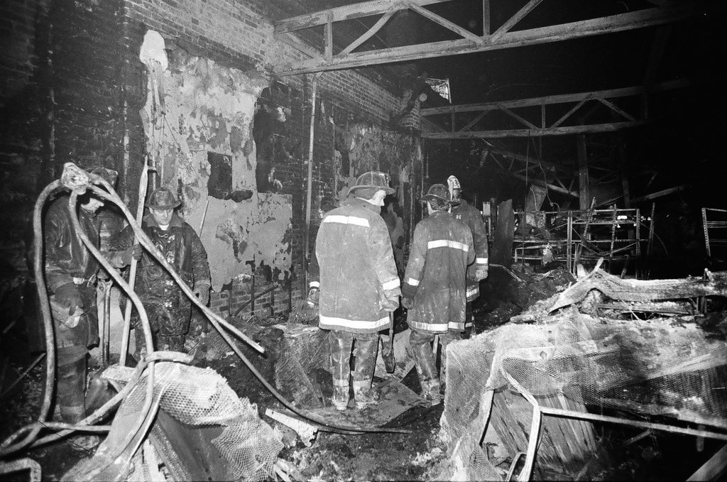 Firefighters assess fire damage in South Shore - Duane Hall for Chicago Sun-Times