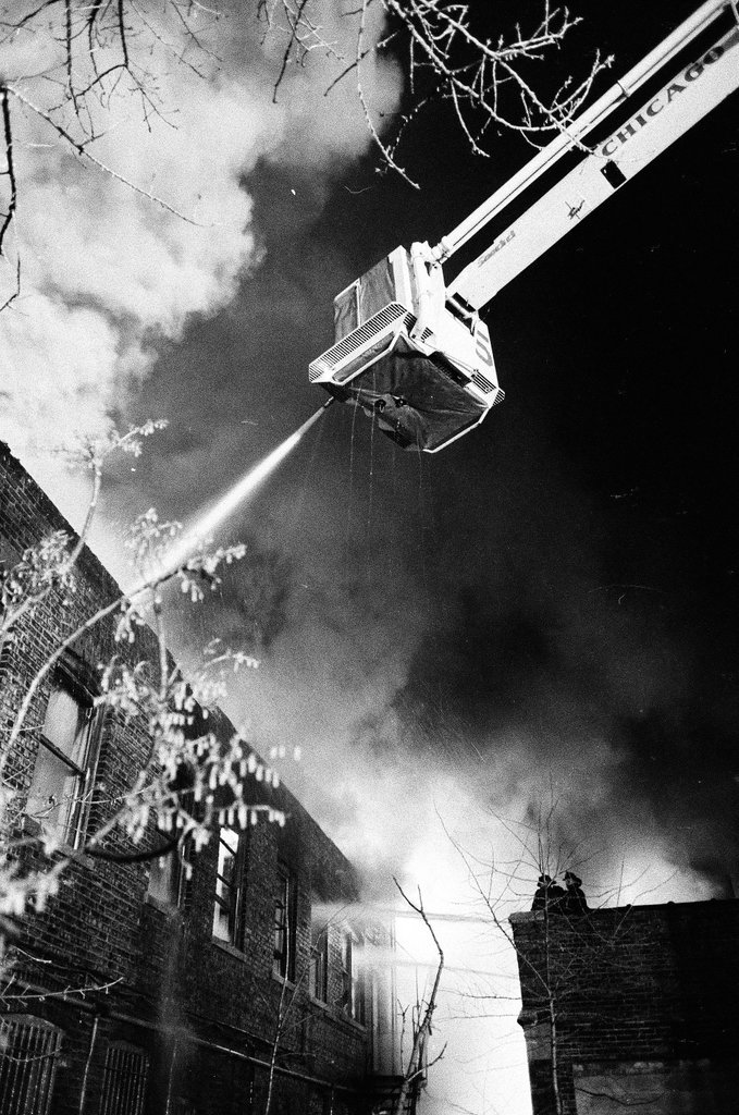 Firefighters putting out fire in Douglas - Randy B. Leffingwell for Chicago Sun-Times