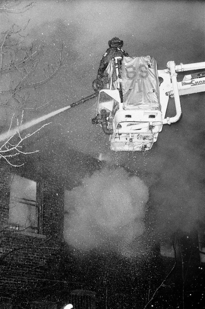Firefighters putting out fire in Douglas - Randy B. Leffingwell for Chicago Sun-Times