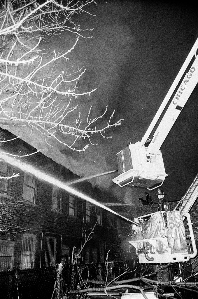 Firefighters putting out fire in Douglas - Randy B. Leffingwell for Chicago Sun-Times