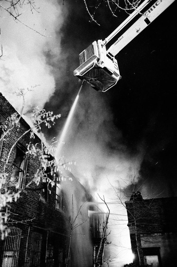 Firefighters putting out fire in Douglas - Randy B. Leffingwell for Chicago Sun-Times