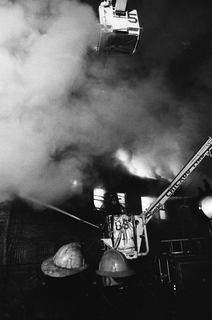 Firefighters putting out fire in Douglas - Randy B. Leffingwell for Chicago Sun-Times