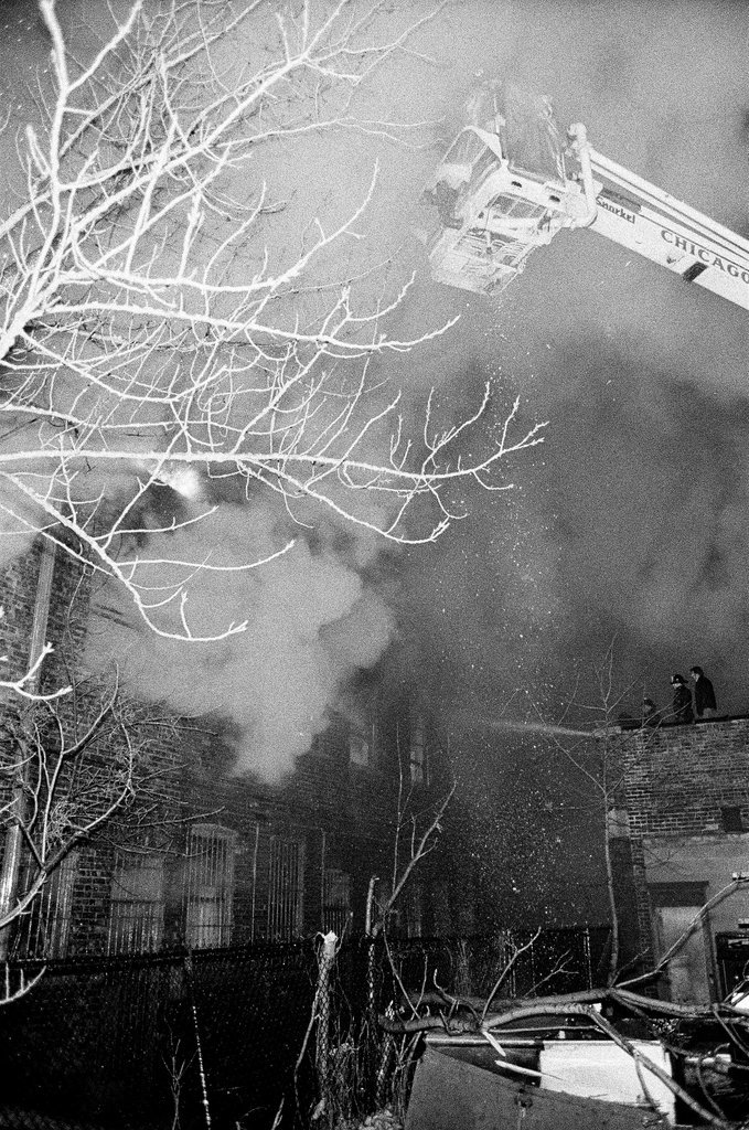 Firefighters putting out fire in Douglas - Randy B. Leffingwell for Chicago Sun-Times