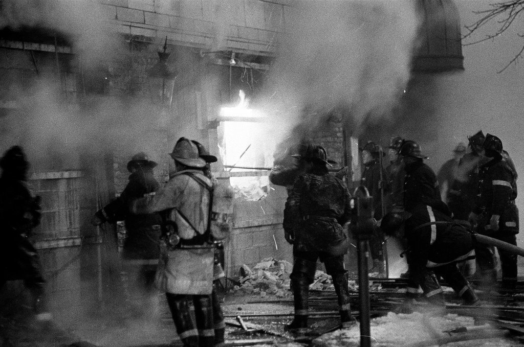 Firefighters put out fire at Le Pub restaurant - Bob (Robert) Black for Chicago Sun-Times