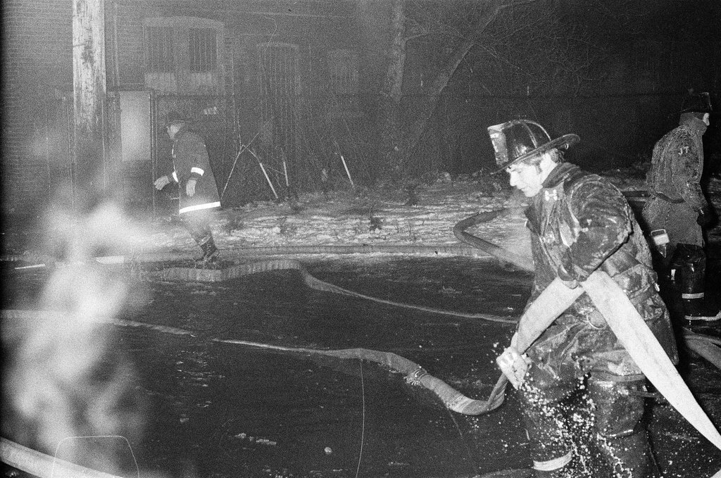 Firefighters putting out fire in Douglas - Randy B. Leffingwell for Chicago Sun-Times