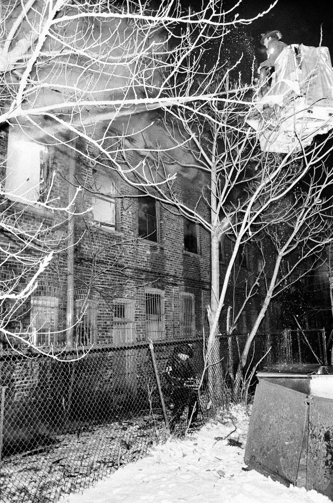Firefighters putting out fire in Douglas - Randy B. Leffingwell for Chicago Sun-Times