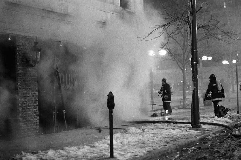 Firefighters put out fire at Le Pub restaurant - Bob (Robert) Black for Chicago Sun-Times