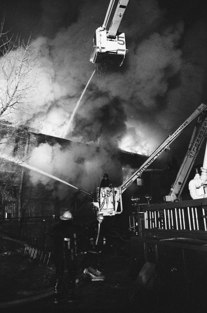 Firefighters putting out fire in Douglas - Randy B. Leffingwell for Chicago Sun-Times