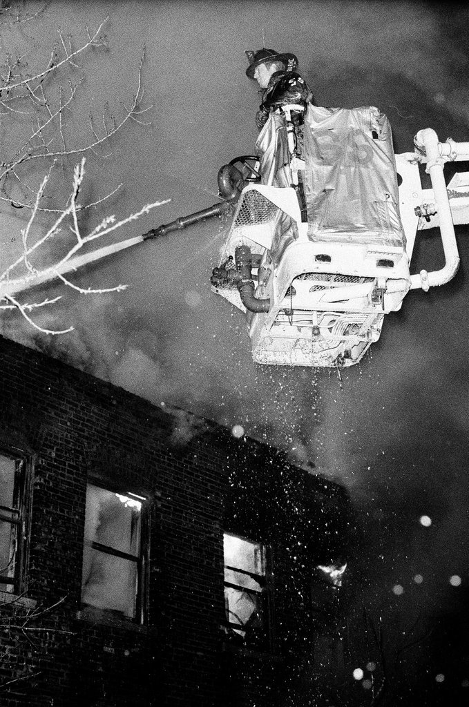 Firefighters putting out fire in Douglas - Randy B. Leffingwell for Chicago Sun-Times