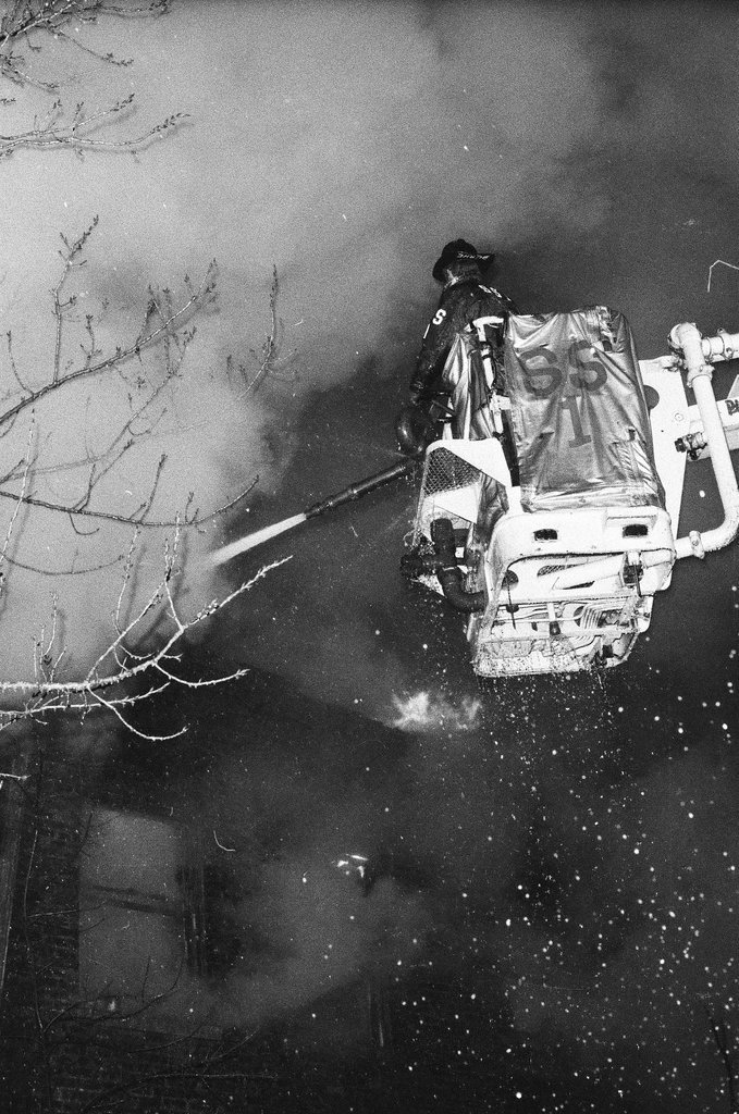 Firefighters putting out fire in Douglas - Randy B. Leffingwell for Chicago Sun-Times