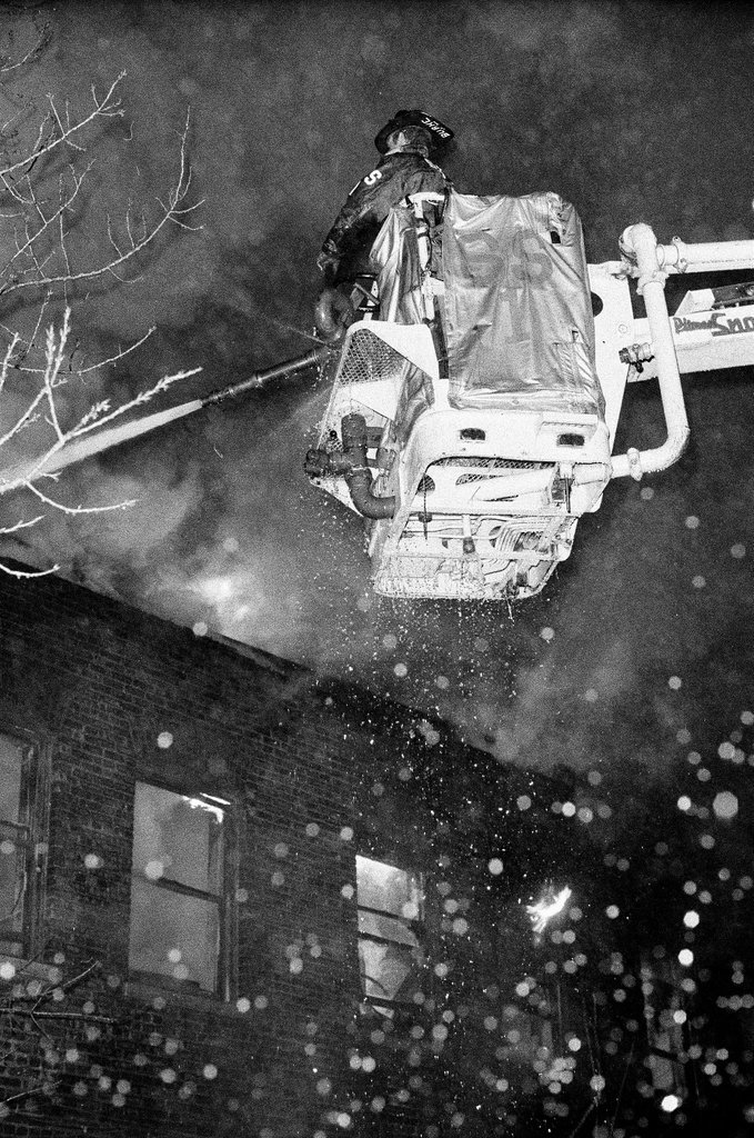 Firefighters putting out fire in Douglas - Randy B. Leffingwell for Chicago Sun-Times