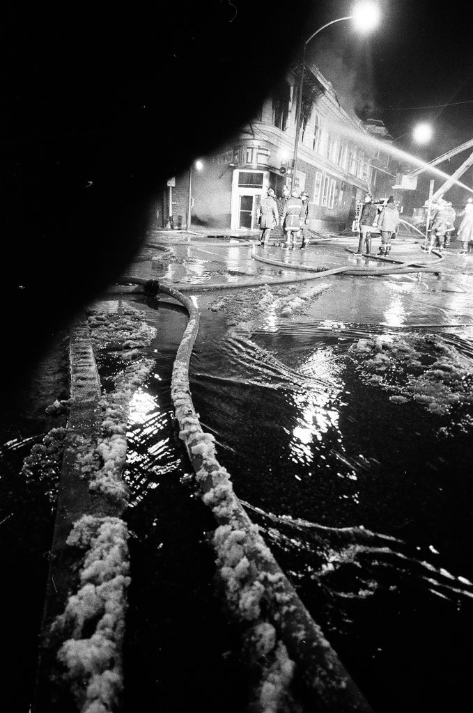 Firefighters battle 3rd alarm fire in Kenwood - Bob (Robert) Black for Chicago Sun-Times