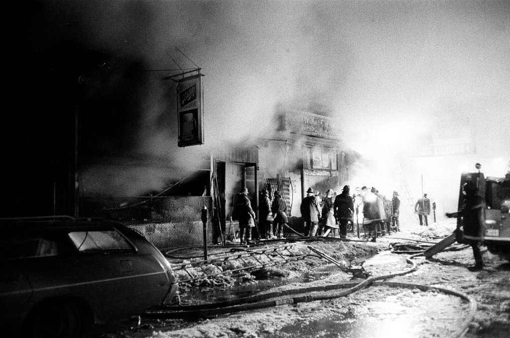 Firefighters control a liquor store fire - Bob (Robert) Black for Chicago Sun-Times