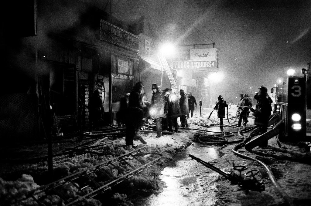 Firefighters control a liquor store fire - Bob (Robert) Black for Chicago Sun-Times