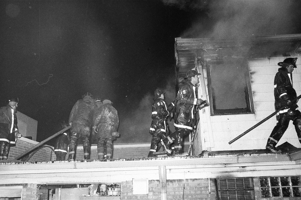 Fire at Burnham Harbor Yacht Club - Chuck (Charles) Kirman for Chicago Sun-Times